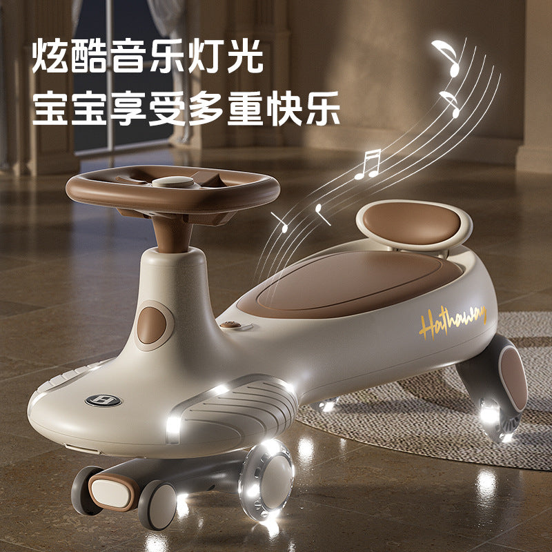 New children's twisting car Universal wheel Anti-rollover silent flash wheel Adults aged 1-8 can sit on the sliding twisting car