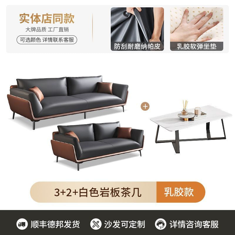 Office reception sofa set - modern minimalist sofa, coffee table, and three-seater suite for business reception areas
