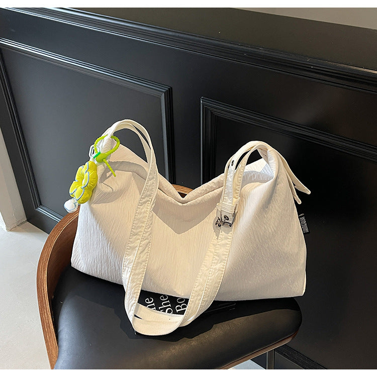 Cross-border 2025 spring solid color handbag women's large-capacity cloth bag simple underarm bag handbag new shoulder bag