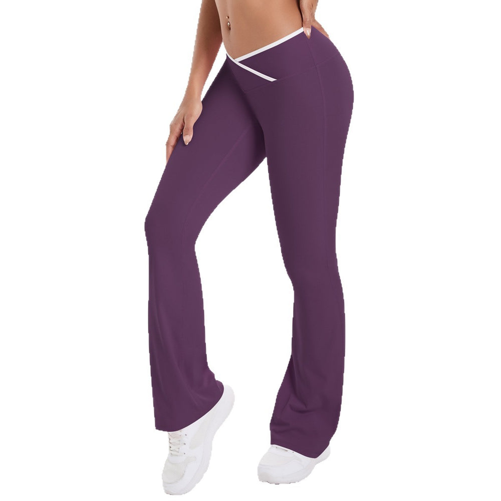 new arrivalfashioncontrast color cross tight high elastic high waist loose pants sports running fitness yoga flare pants