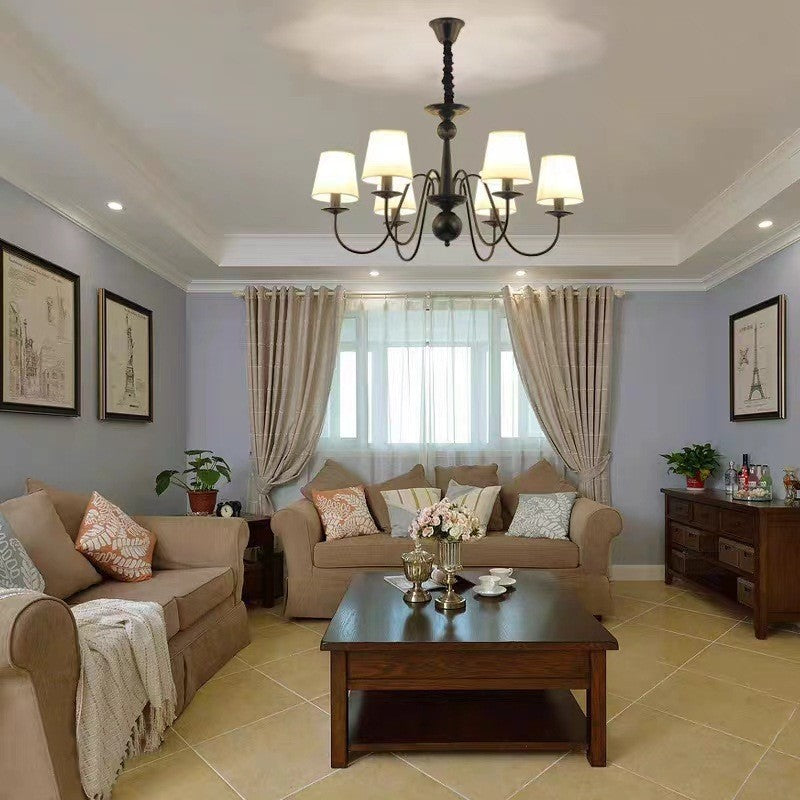 Vintage American Country Chandelier Living Room Pastoral Master Bedroom Bauhaus Nordic Simple Restaurant Fabric Home Lighting