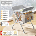 Upgraded and enhanced model [four-pole keel + storage rack + clothes drying pole + double-layer storage basket + universal silent wheel + multi-level adjustment + three-piece gift set] gray