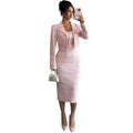 European and american autumn new arrivalfrenchretro tweed style lapel long sleevesoutwearelegant vest skirt two pieces