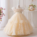 Ready-to-ship girls' evening gown long tulle dress flower girl wedding dress birthday party piano recital sweet elegant princess dress