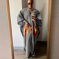 European and american cross-border women's clothing:  spring new arrival - elegant casual loose fit plus size striped long dress with large pockets