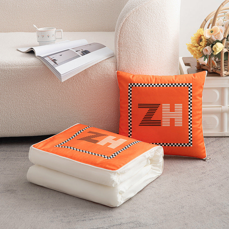 Multifunctional cotton and linen pillow quilt dual-purpose persimmon all year round office car cushion wholesale cushion pillow quilt