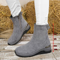 Women's suede wedge ankle boots -   autumn new collection - side zipper, slimming, chunky sole, plus size fashion boots - size 43