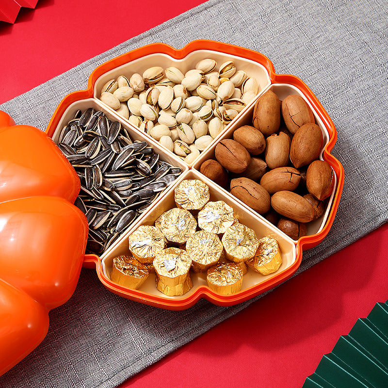 Guofeng Candy Box Snack Storage Box with Lid Creative Grid Box Living Room Chinese New Year Household Dried Fruit Box Nut Plate