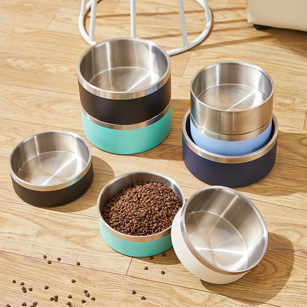 Directly from the manufacturer stainless steel pet food utensils 304 double-layer large-capacity pet bowl, anti-overturning cat and dog drinking water basin