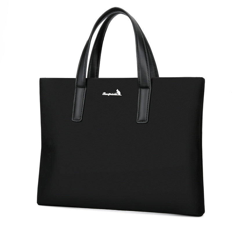 New briefcase men's horizontal Oxford cloth large-capacity business handbag bag leather bag men's file bag handbag