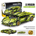 New compatible pull-back car building blocks lamborghini sports car model series green bull small particles children's educational assembly toy wholesale