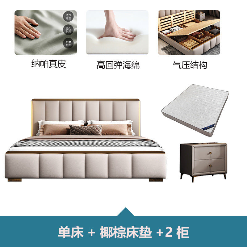 Italian light luxury master bedroom double bed ultra-thin bedside bed classy master bedroom bedroom for home storage princess wedding bed