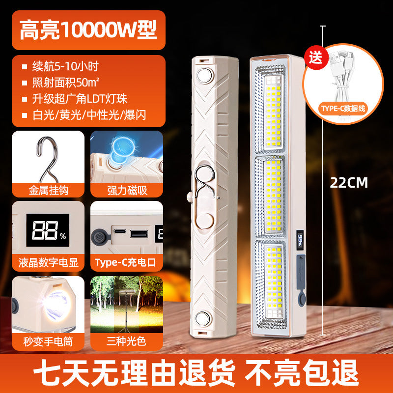Rechargeable emergency light - outdoor camping magnetic led lamp - extra long battery life - ideal for stalls, street vendors, and night markets