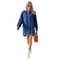 Fashion cross-border trade  new arrival washed raw edge denim dresspatchworklong sleevescardigan skirt for women