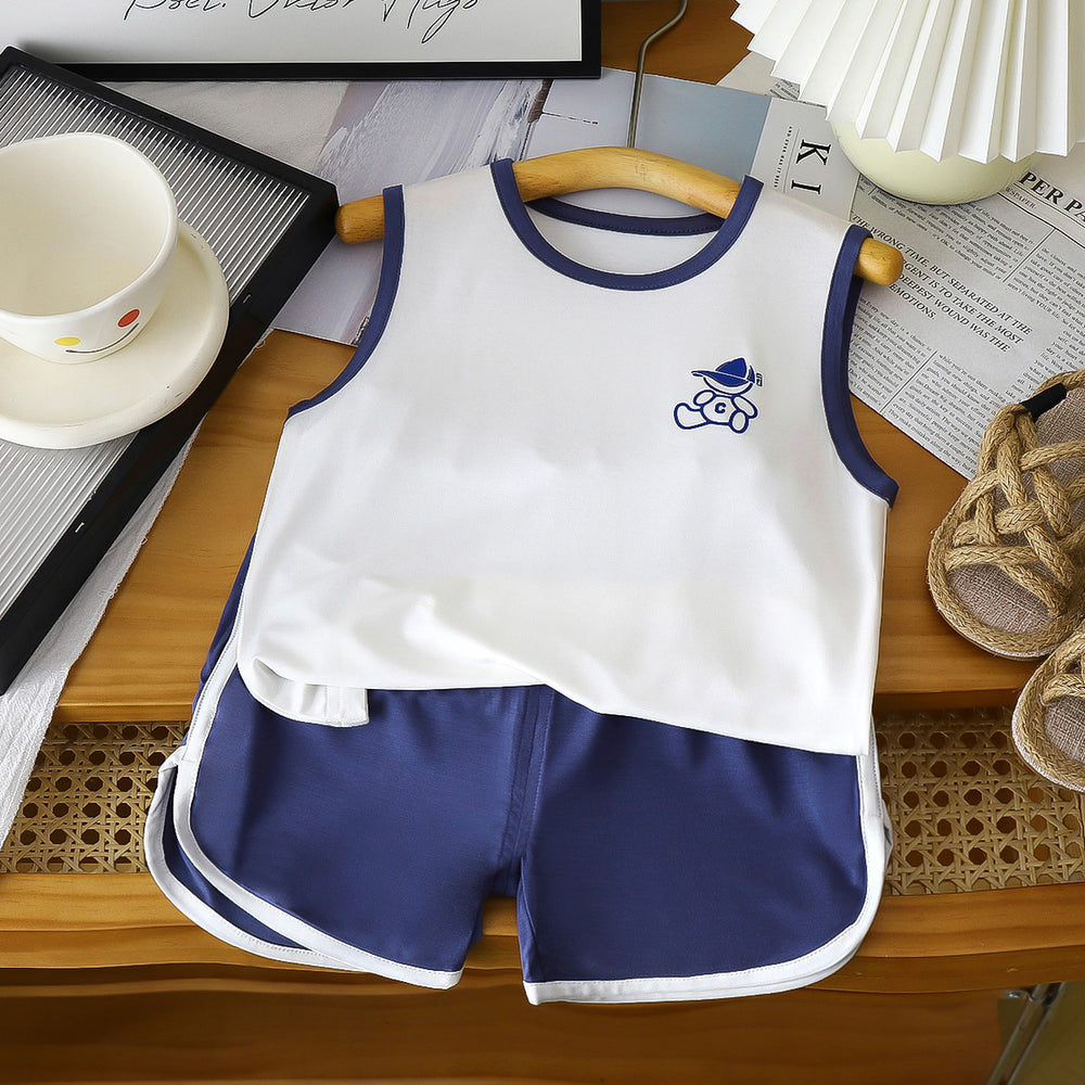 Kids' eucosy cool & comfortable tank top set - summer lightweight sleeveless shorts for boys & girls - baby sleepwear