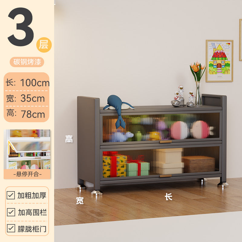 Steel bookcase with door Children's bookshelf Dust-proof locker Household display cabinet Bedroom floor rack Storage cabinet