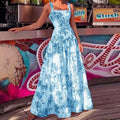 Custom  foreign trade european and american women's clothing new commuter camisole maxi dress - elegant, stylish, printed, high-waisted dress