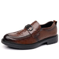 Business formal leather shoes for men live broadcast hand-grabbed patterned feet british slip-on casual groom wedding suit shoes