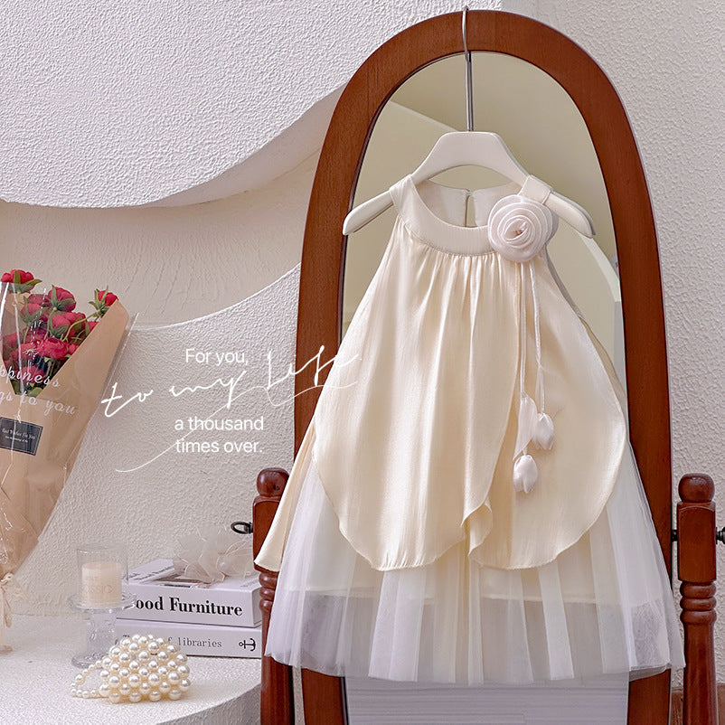 Girls' dress  new summer style halter neck princess dress mesh dress tank dress