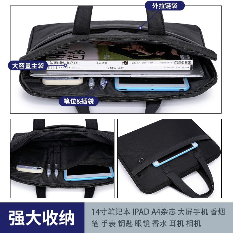 Oukeqi large capacity business briefcase oxford cloth waterproof satchel document bag printing office conference bag