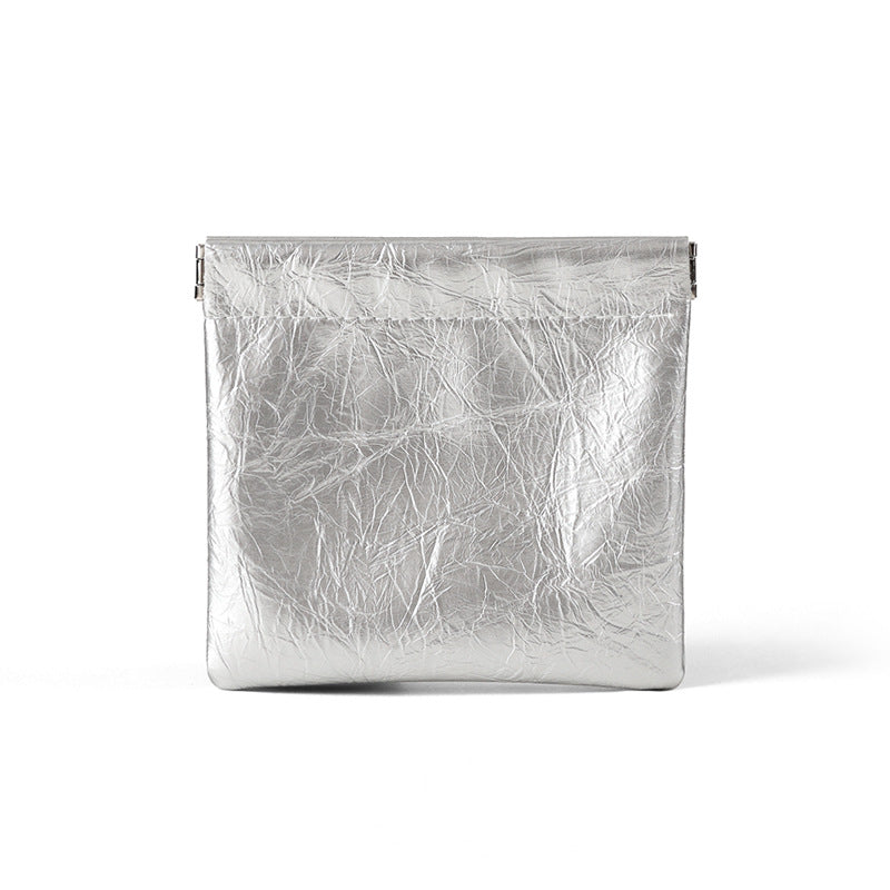 New retro shrapnel automatic tight mouth storage bag simple mini earphone bag small mouth red envelope portable change bag