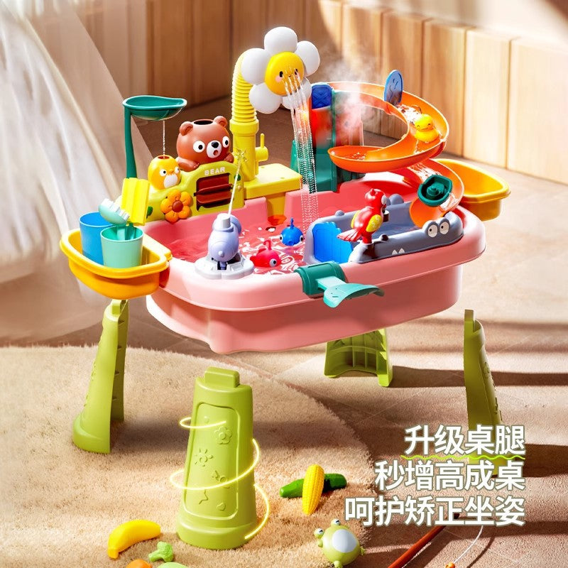 New summer water toys for kids: multifunctional water park with fishing pool, electric faucet, dishwasher, and magnetic features