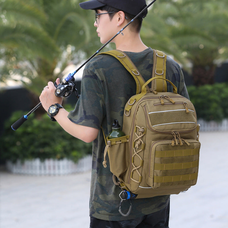 Outdoor Multifunctional Luya Bag Double Shoulder Crossbody Tactical Backpack Men's Hiking Hiking Bag Large Capacity