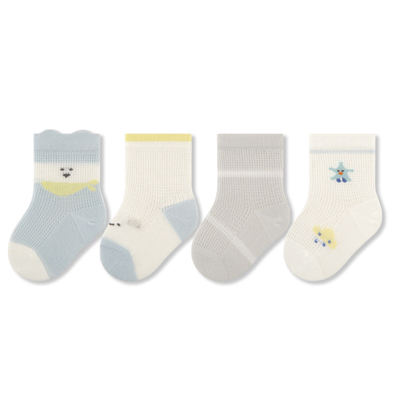 Babylon children's socks - breathable mesh mid-calf socks, seamless, anti-mosquito, cartoon design, class a quality for girls and boys