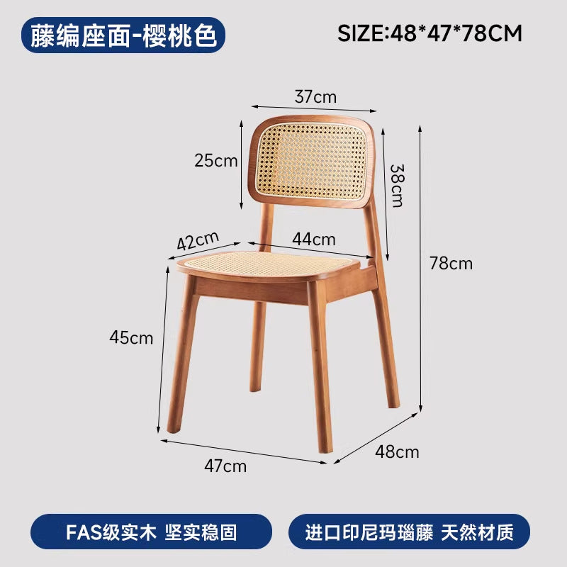 Casual modern rubber wood high bar stool wabi-sabi style rattan bar chair for home island chair other cloth dining chair