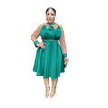 Plus size european and american women's space cotton high-waisted pleated evening gown dress african  beaded dress