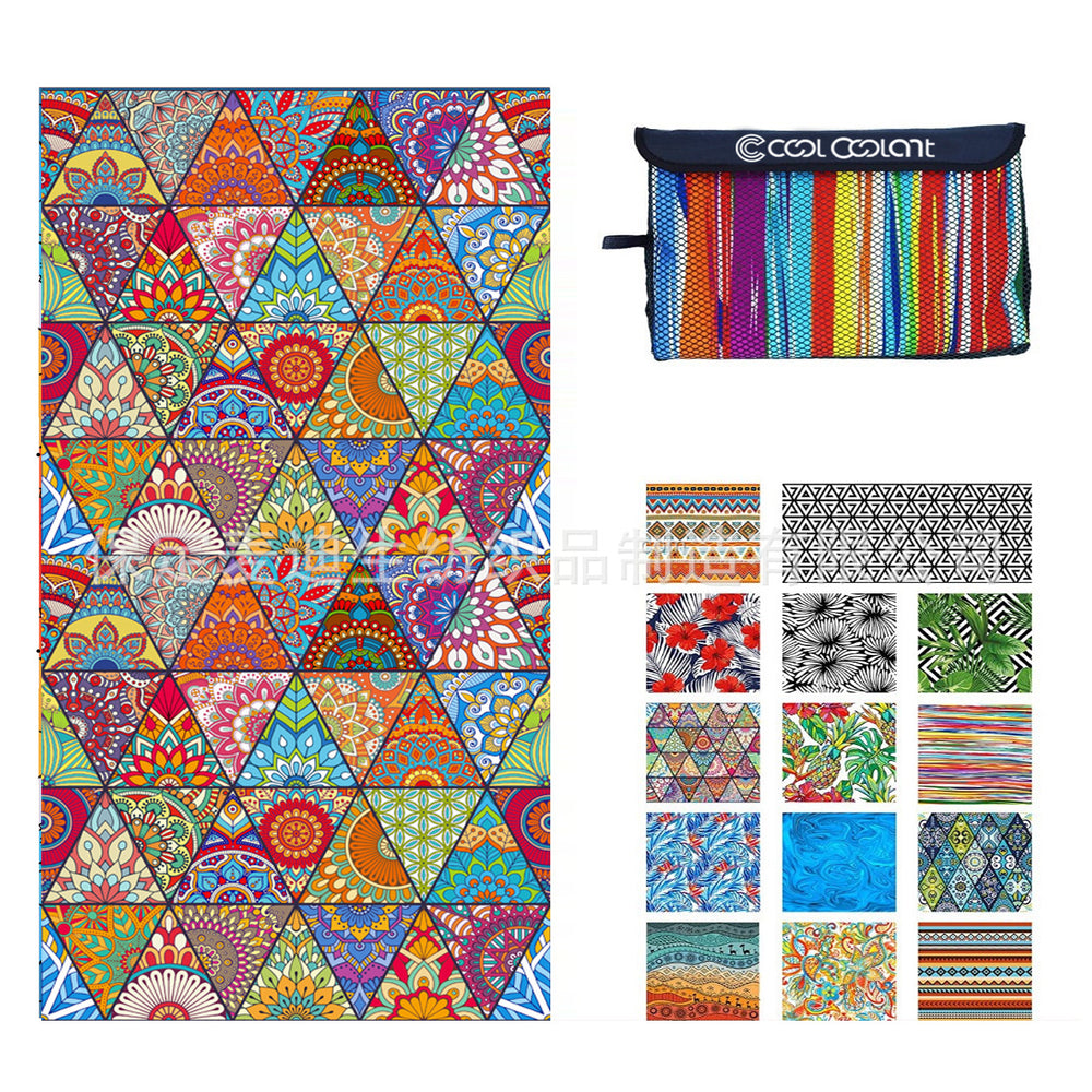 Factory wholesale full-page printed sand-free beach towel, soft, absorbent, quick-drying, mesh bag packaging, advertising cheerleading bath towel