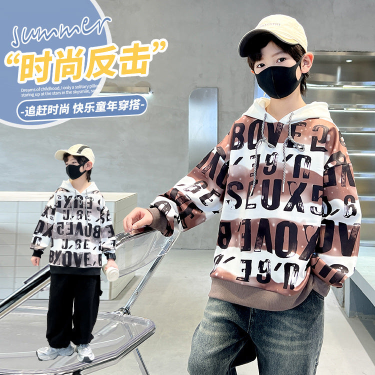 Children's clothing boys spring clothing sweatshirt spring & fall new arrivalchildrentopsspring boys handsome street trendy