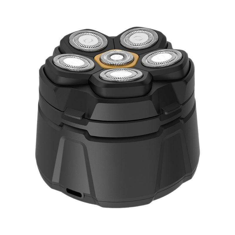 High-power magnetic electric head shaver - six-blade razor, fully washable, electric hair trimmer & shaving knife