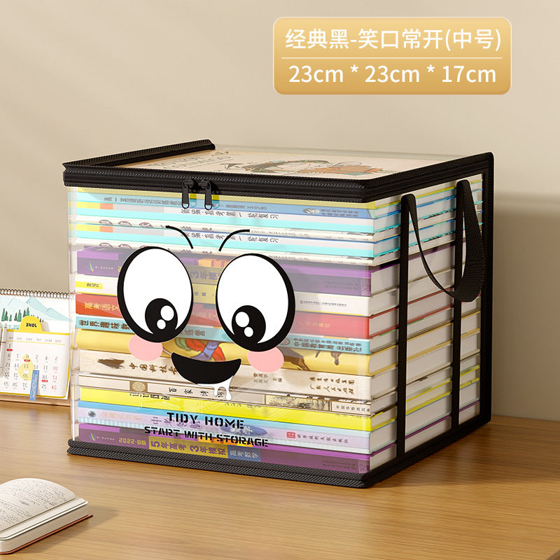 Book storage box Classroom household dust-proof transparent book box bag Desktop bookshelf Old books Toy sorting storage bag