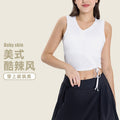 New arrival: spicy chic comfortable & breathable sports tank top - women's outdoor fashion, versatile tie-up ruched yoga top dss061
