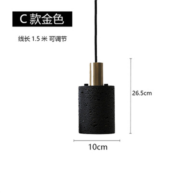 Wabi Sand Wind Minimalist Bedside Small Chandelier Creative Restaurant Bar Designer Black Hole Stone Bedroom Long Line Single Head Chandelier