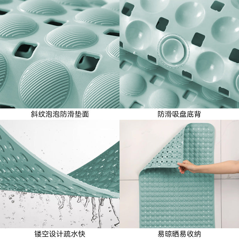 Bathroom non-slip mat, environmentally friendly material PVC bath toilet foot pad, anti-drop massage suction cup, non-slip drain foot pad