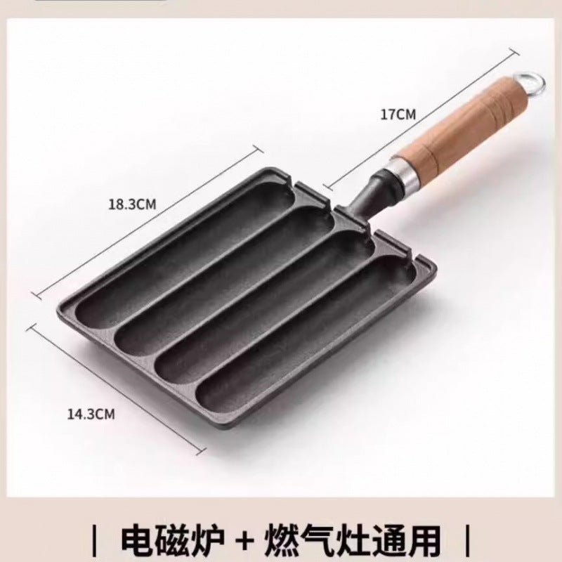 Cast iron household sausage pan sausage mold baking pan grilled fish tofu grilled octopus balls sausage machine household small