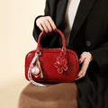Red bridal wedding bag niche design bowling bag women's 2026 new retro handbag boston bag