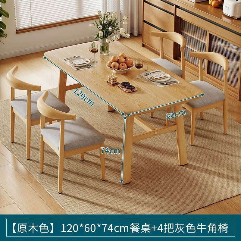 Dining table and chair combination small apartment for home rectangular table and chair commercial breakfast shop dining table and chair fast food restaurant iron horn chair