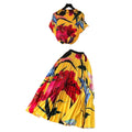 European and american cross-border fashion women's clothing  autumn new french-style design printed top and pleated skirt set with cinched waist