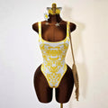 European and american style one-piece swimsuit - fresh print, bodycon, sexy open back - perfect for  cross-border e-commerce