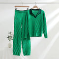 Trendy knit set:  autumn new korean style half-open collar pullover knit top & casual pants two-piece set