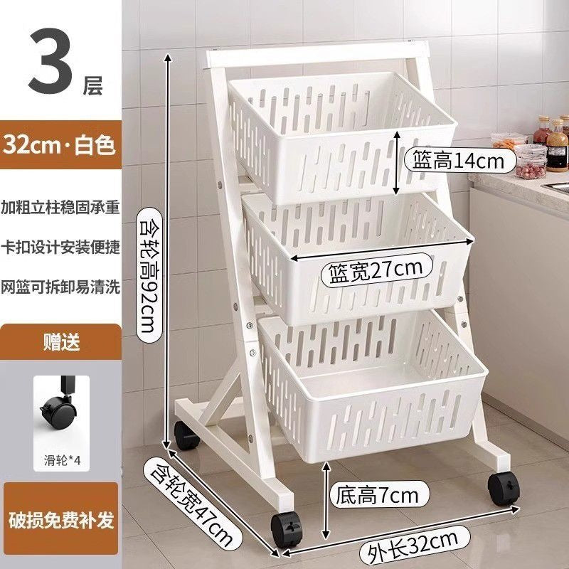 Kitchen storage rack floor-standing multi-layer vegetable basket for home trolley snack storage basket fruit vegetable shelf storage rack