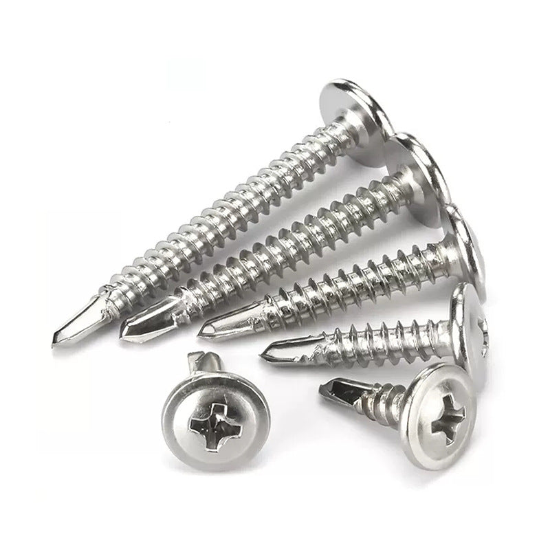 Large flat head self-drilling drill tail screw Blue and white zinc stainless steel self-drilling color steel tile drill tail nail Dovetail No. 12 No. 10