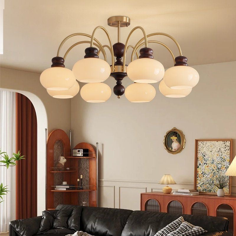 French retro living room main light high-end bedroom room lighting dining room magic bean chandelier new Chinese all-copper chandelier