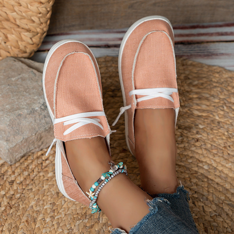 Plus size women's summer canvas casual shoes - round toe, leopard print, slip-on style - trending