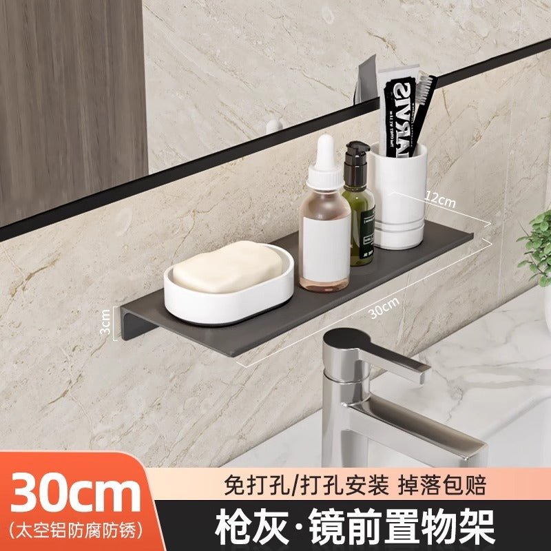 Nordic toilet rack wall hanging wall non-punching toilet bathroom washstand mirror front storage rack one board