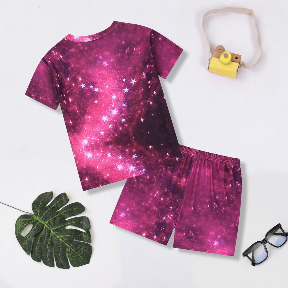Export factory flame retardant girl girl home wear digital print butterfly fly 2 short sleeve shorts suitsweetcute