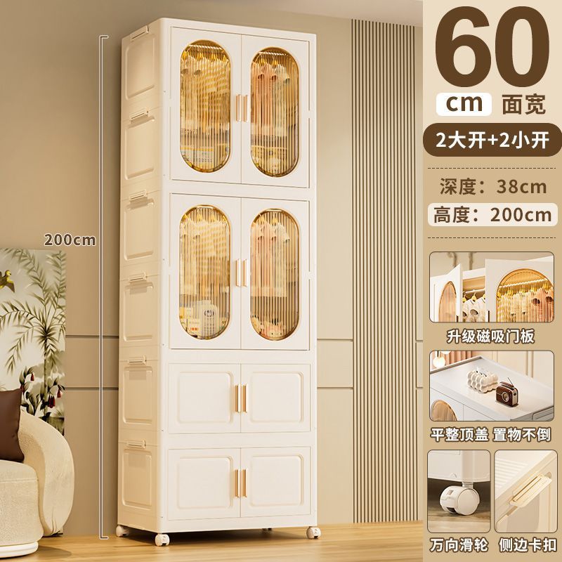 Installation-free thickened hanging clothes style foldable plastic storage cabinet for home bedroom layered kids clothes storage cabinet